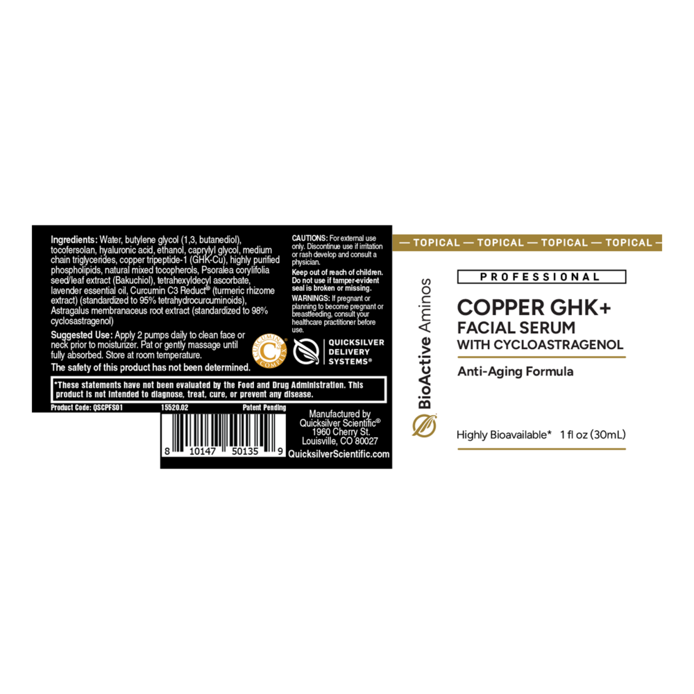 Product image for Copper GHK+ Facial Serum with Cycloastragenol.
