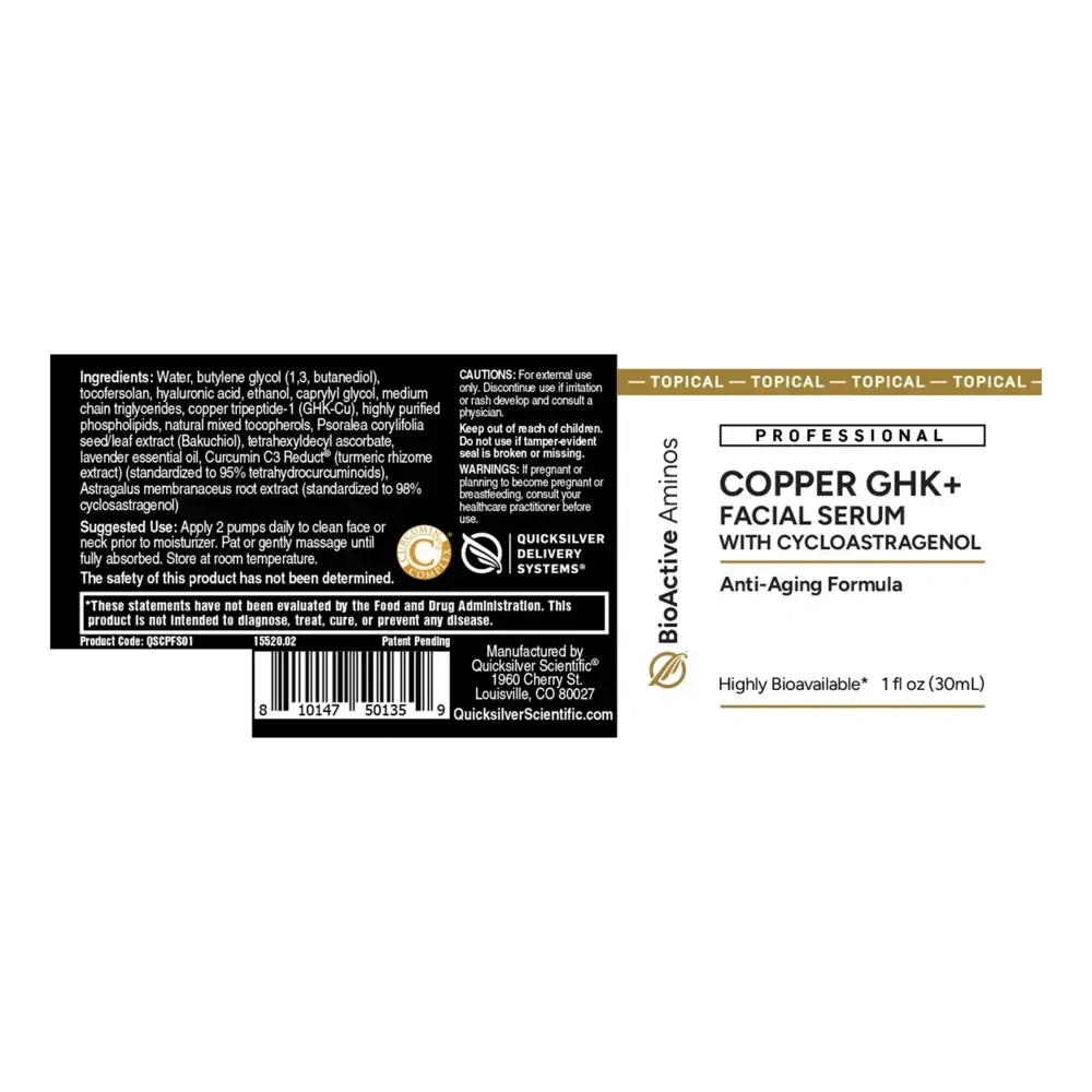 Product image for Copper GHK+ Facial Serum with Cycloastragenol.