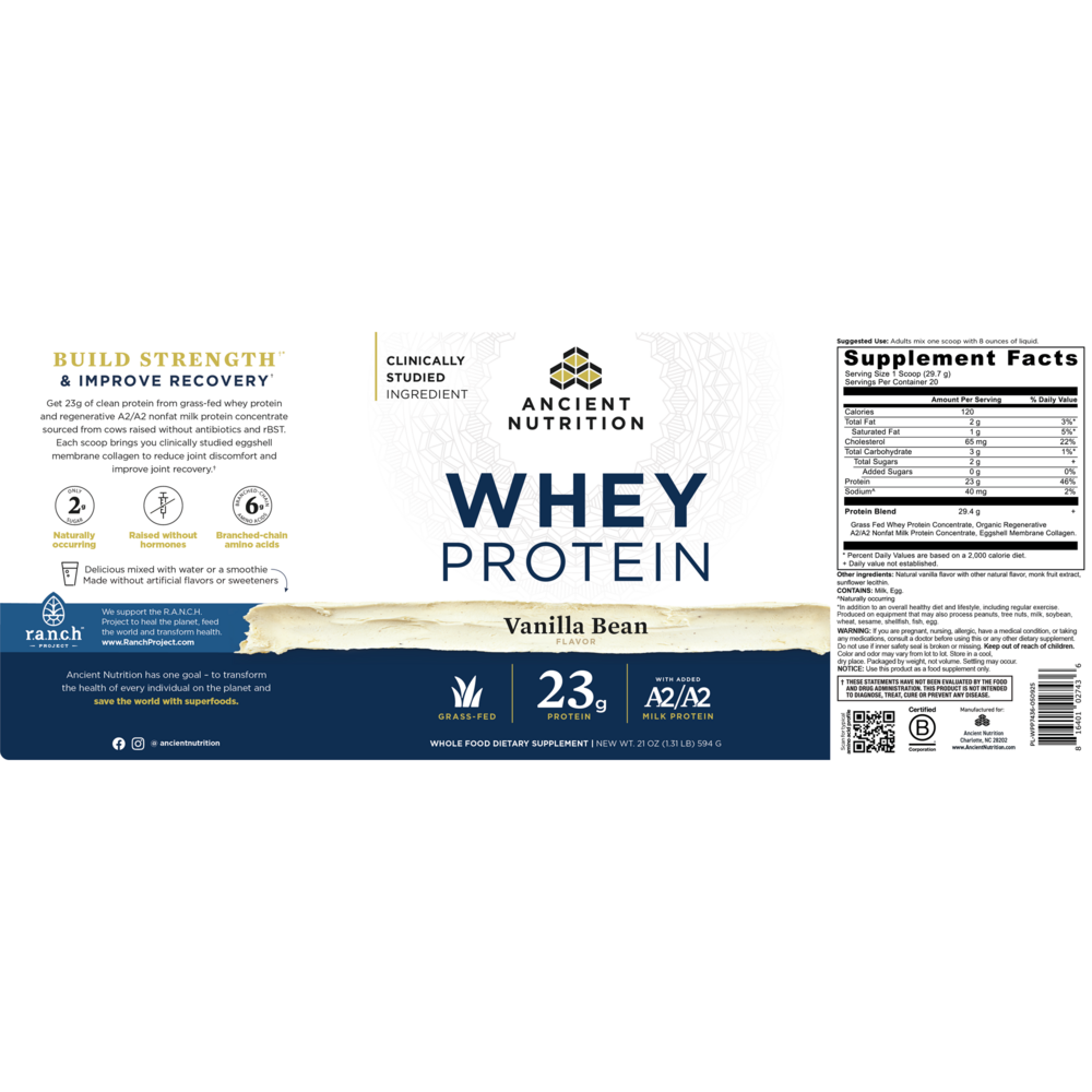 Product image for Whey Protein - Powder - Vanilla - 20srv.
