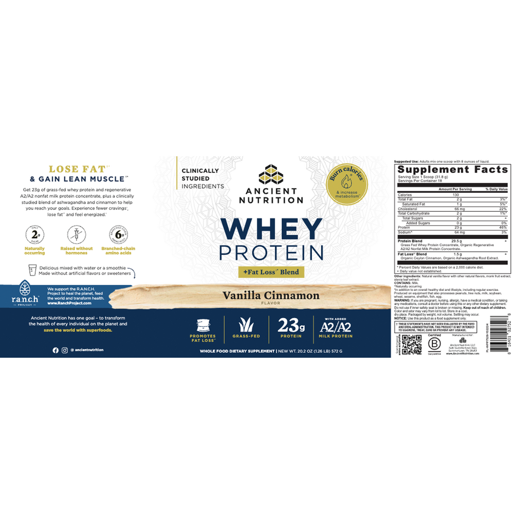 Product image for Whey Protein Powder (Fat Loss Blend) - Cinnamon Vanilla.