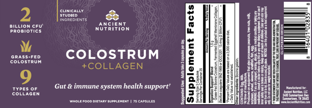 Product image for Colostrum + Collagen Capsules, Gut &amp; Immune System Health.