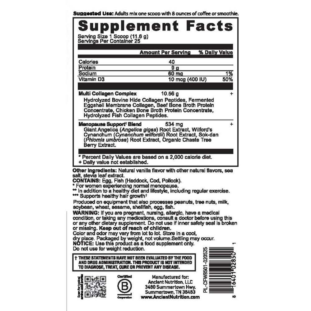 Product image for Menopause Support + Collagen - Vanilla.
