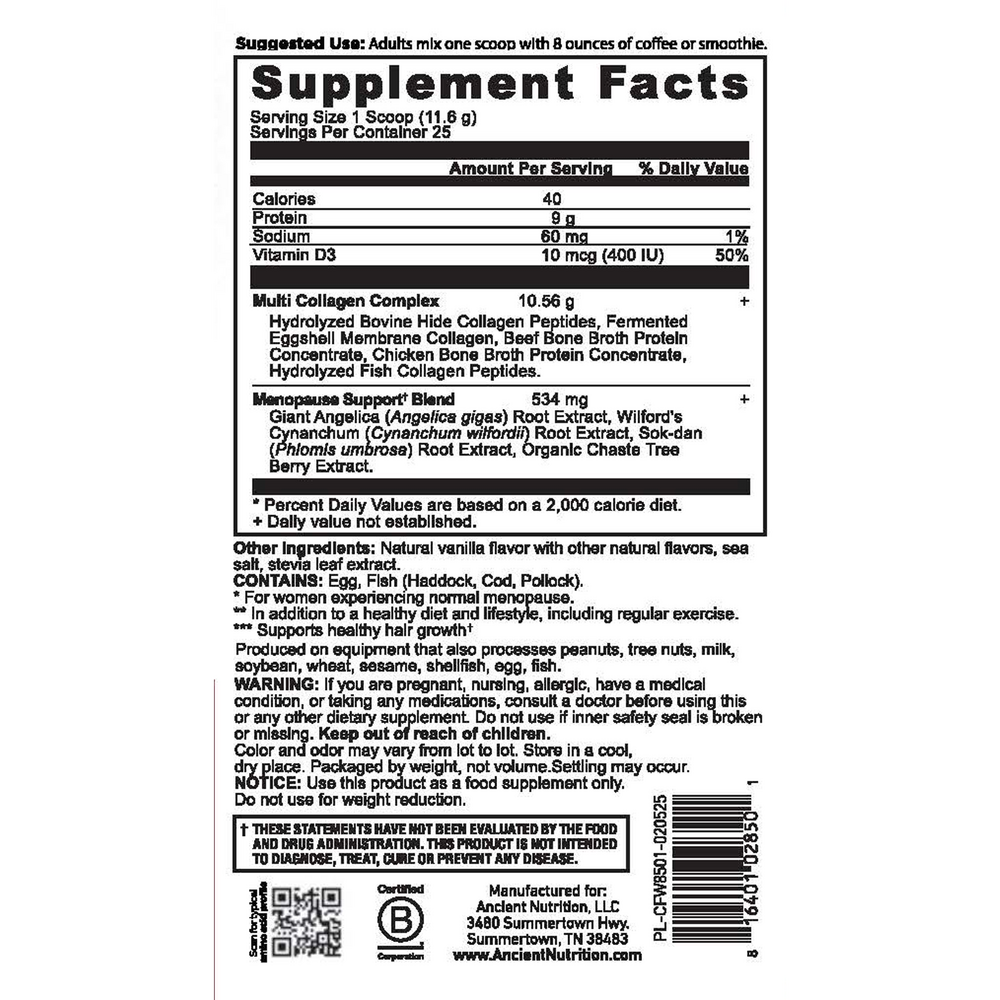 Product image for Menopause Support + Collagen - Vanilla.