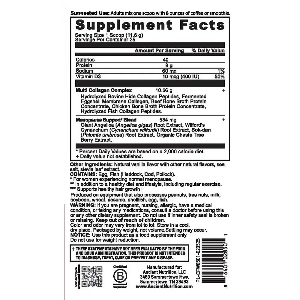Product image for Menopause Support + Collagen - Vanilla.
