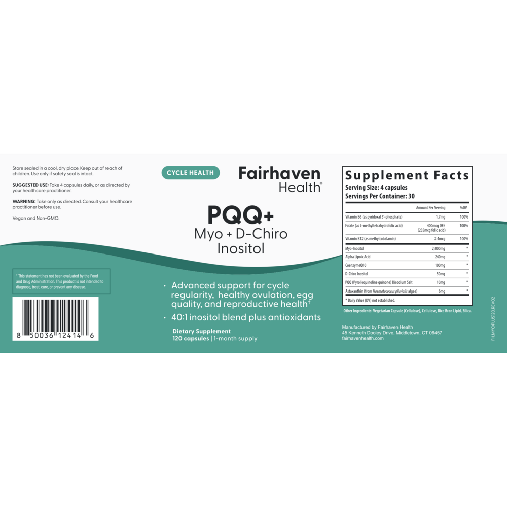 Product image for PQQ + Myo + D-Chiro Inositol 40:1 Ratio.
