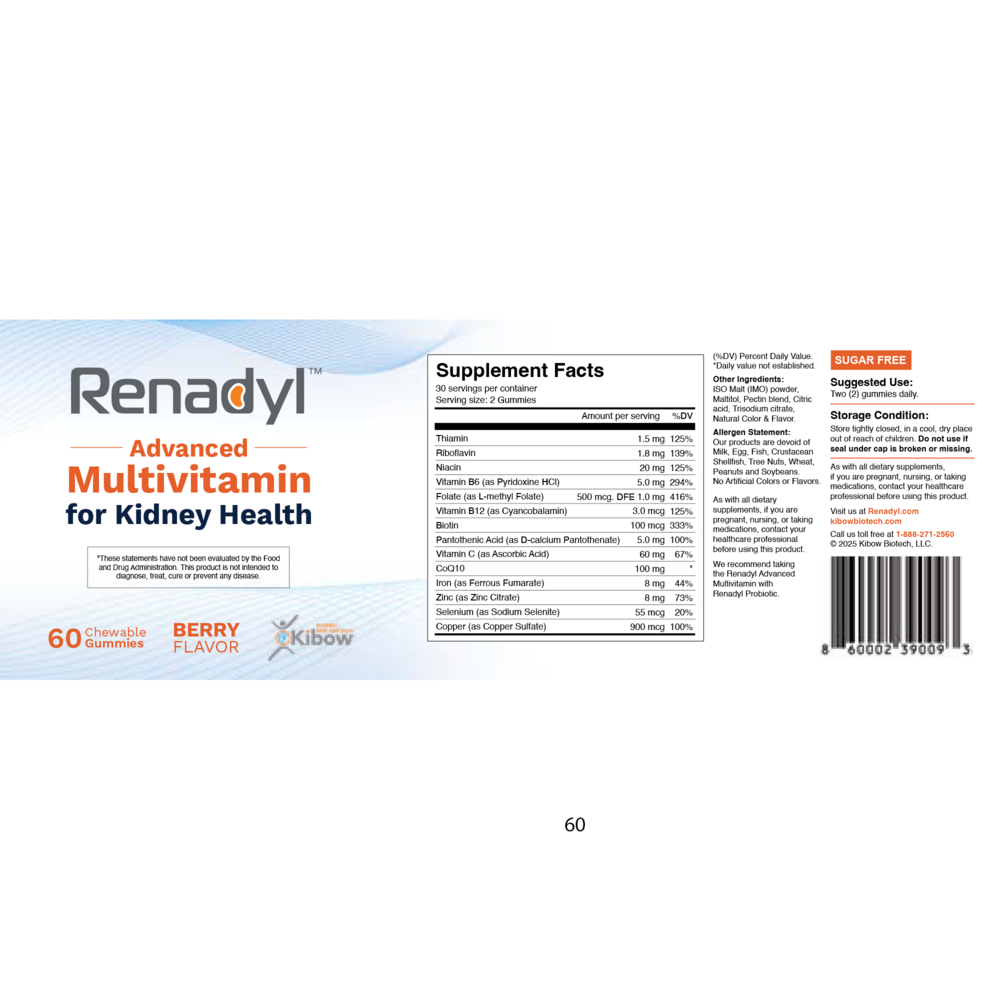Product image for Renadyl Advanced Multivitamin for Kidney Health.