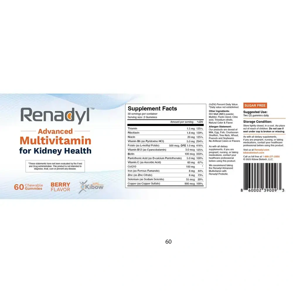 Product image for Renadyl Advanced Multivitamin for Kidney Health.