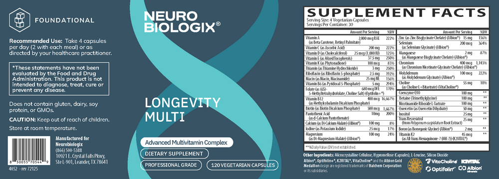 Product image for Longevity Multi.