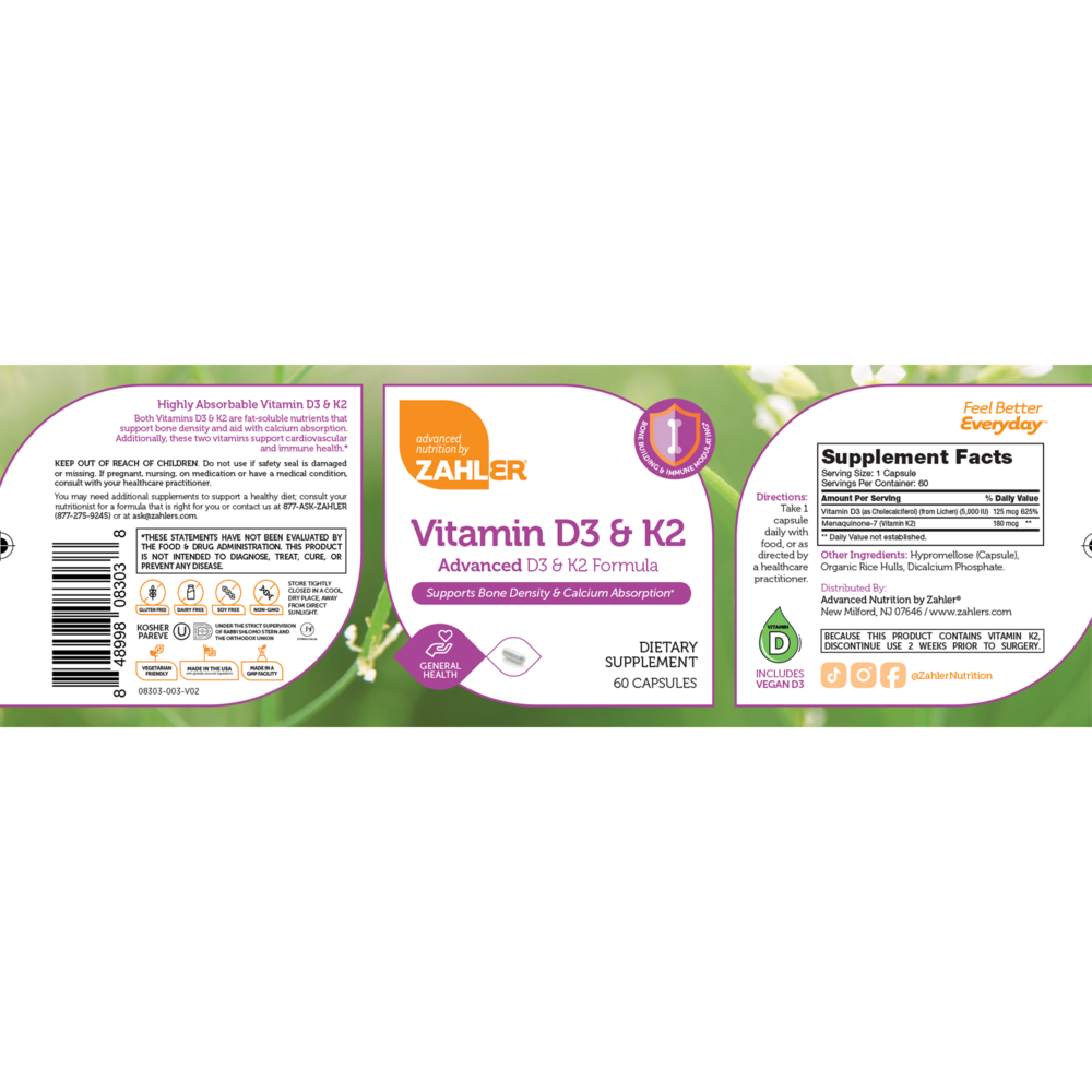 Product image for Vitamin D3 &amp; K2 Capsules.