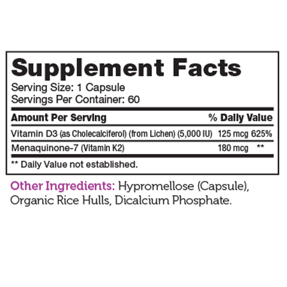 Product image for Vitamin D3 &amp; K2 Capsules.