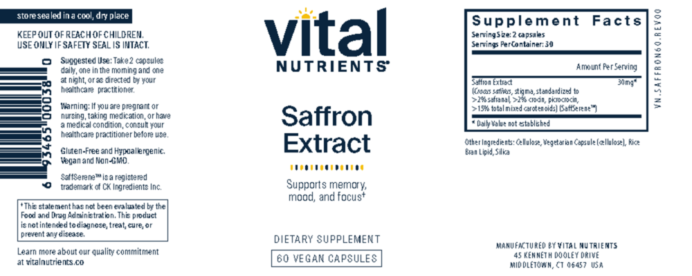 Product image for Saffron Extract 30mg.