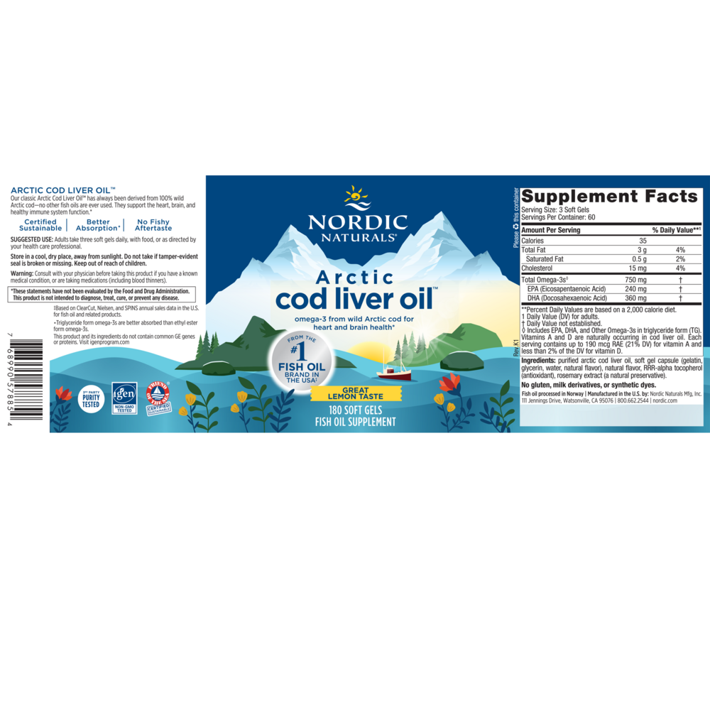 Product image for Arctic Cod Liver Oil, Lemon.
