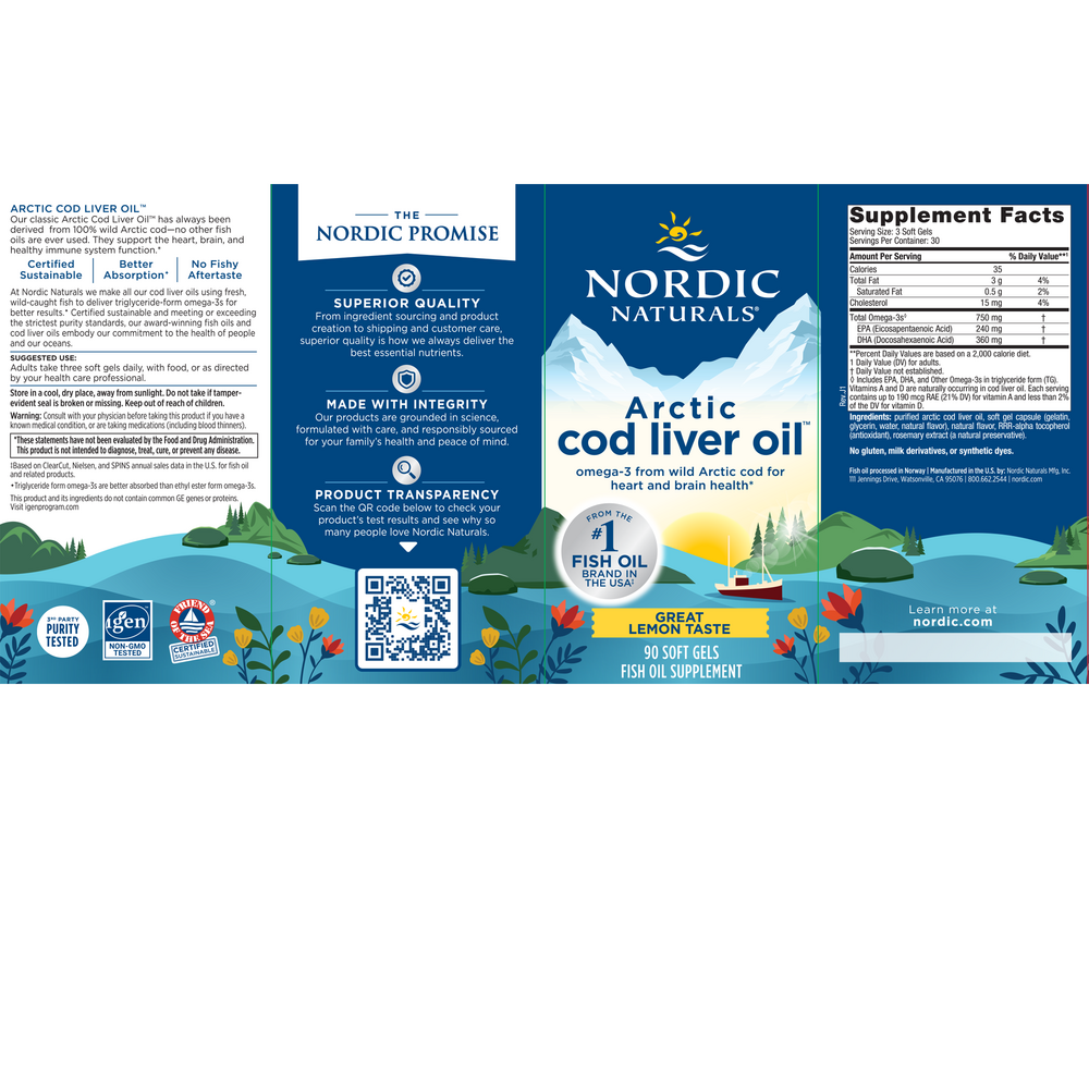 Product image for Arctic Cod Liver Oil, Lemon.