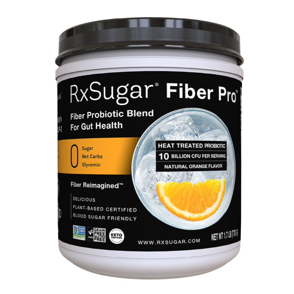 Product image for RxSugar Fiber Pro, Probiotic Blend, Orange Flavor.