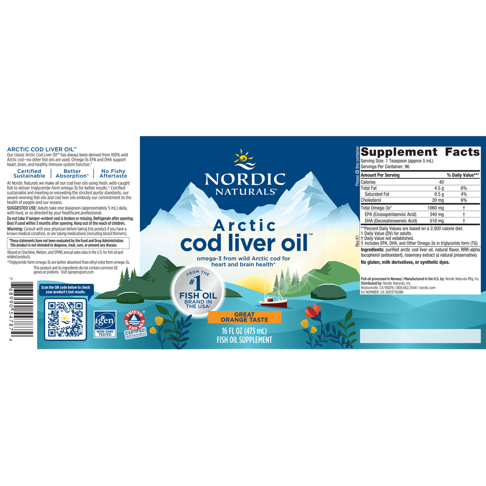 Product image for Arctic Cod Liver Oil™, Orange Flavor.