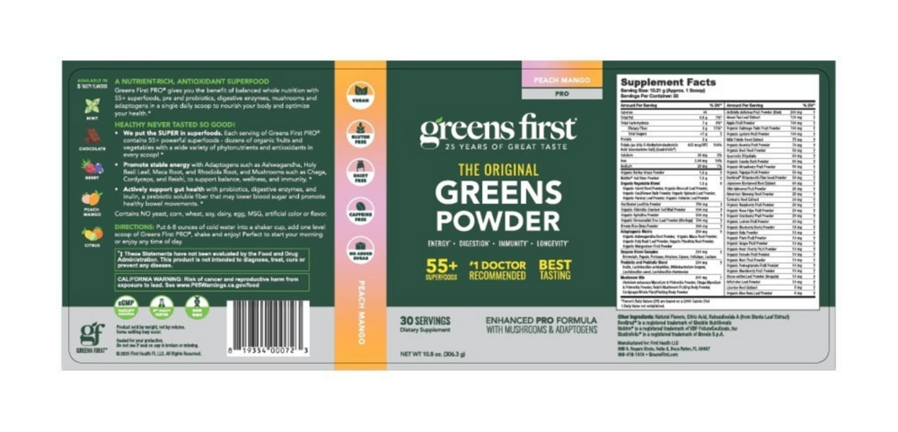 Product image for Greens First PRO Peach Mango (California Only).