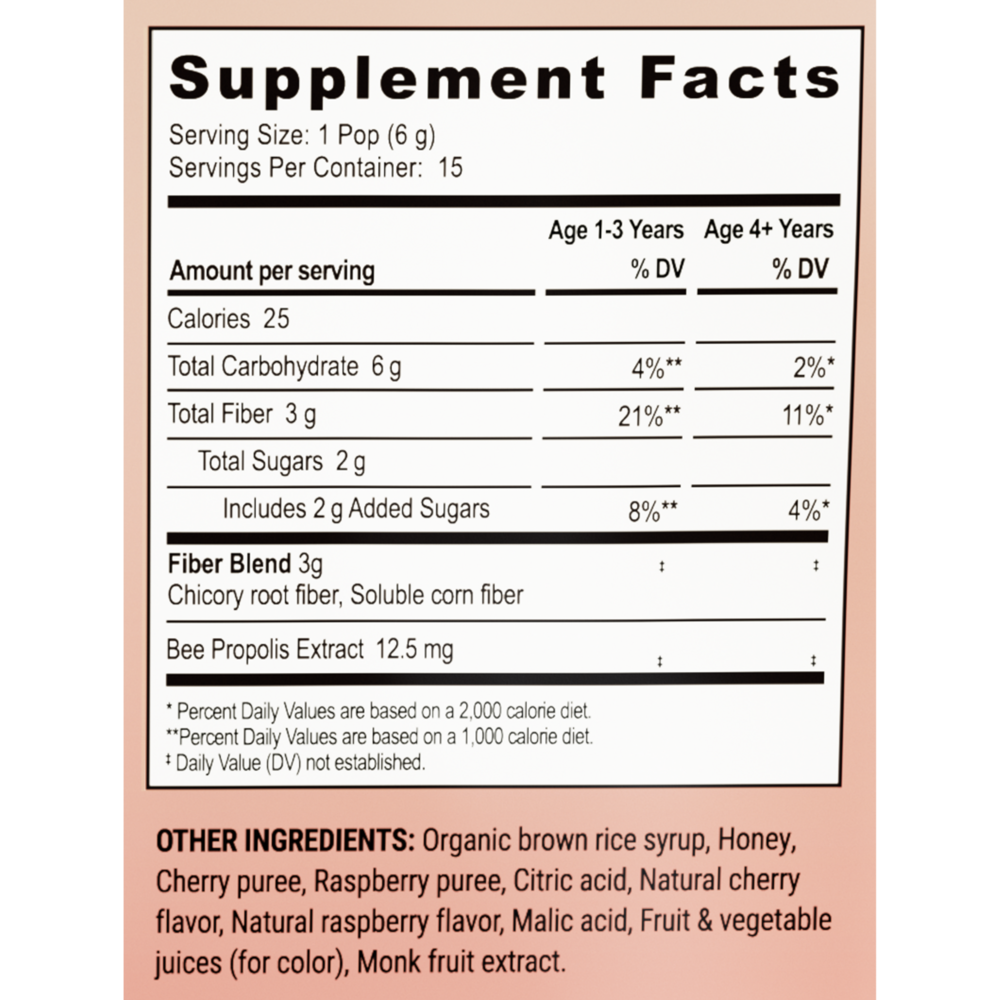 Product image for Kid's Fiber Lollipops, Sweet Cherry and Raspberry Blast.