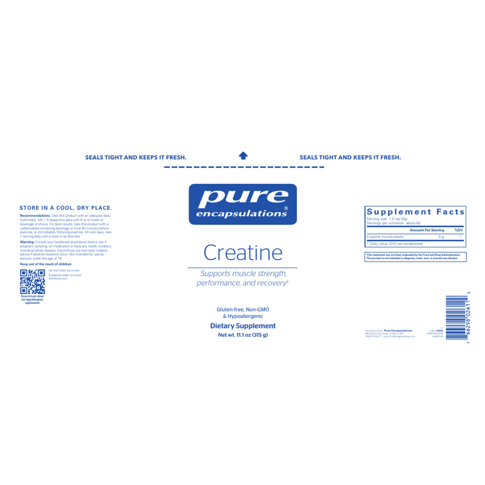 Product image for Creatine Monohydrate Powder, 5g per Serving, Unflavored.