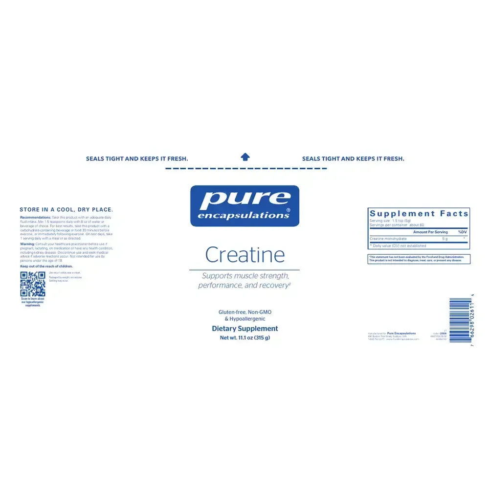 Product image for Creatine Monohydrate Powder, 5g per Serving, Unflavored.