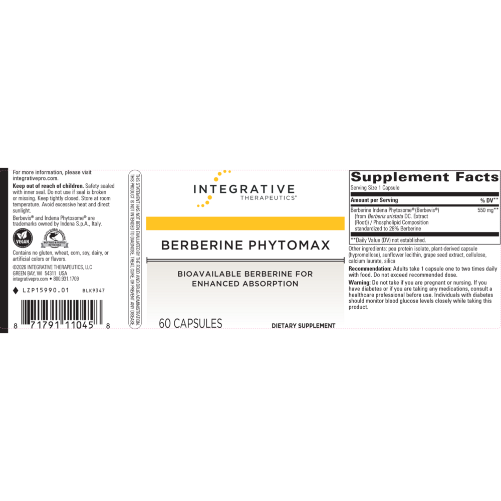 Product image for Berberine Phytomax.