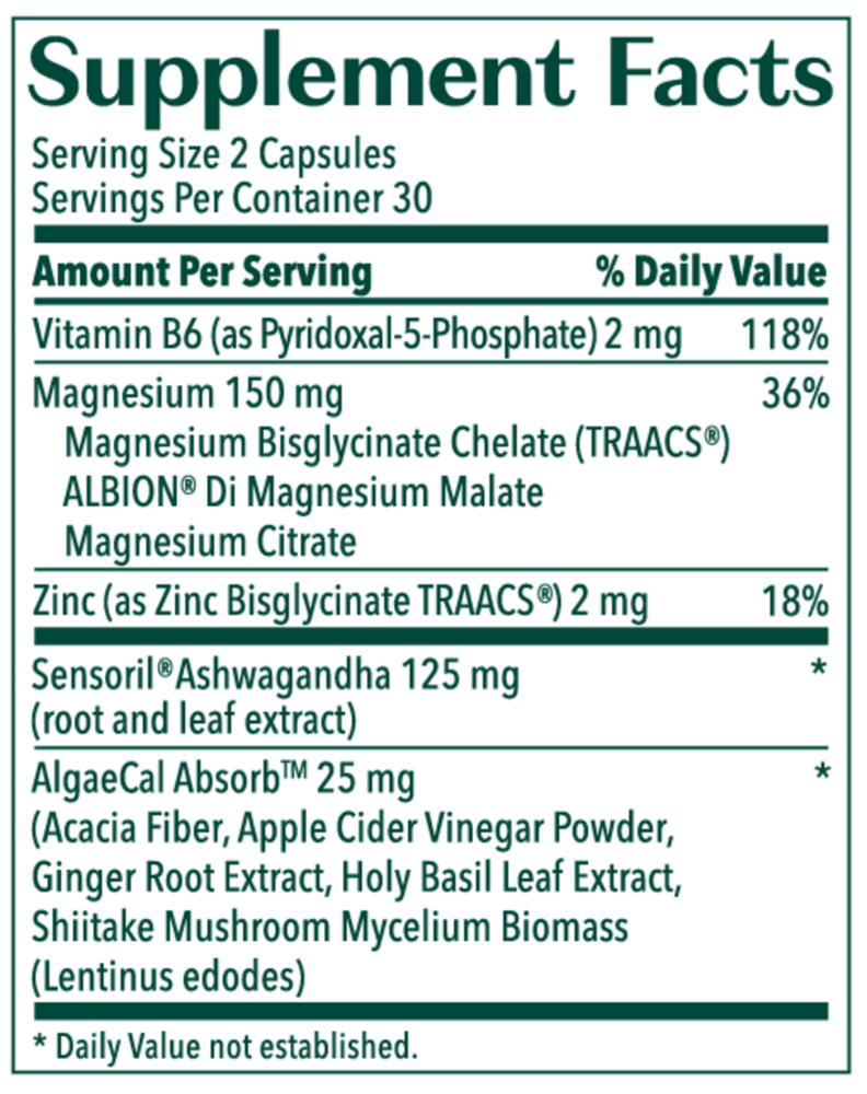 Product image for AlgaeCal Magnesium Relax Veggie Capsules.