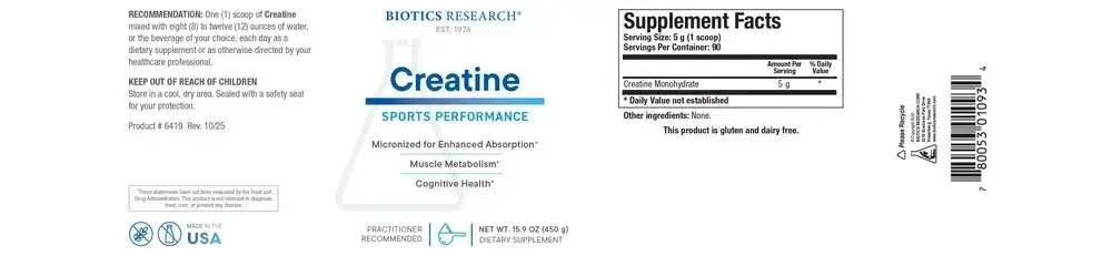 Product image for Creatine, Unflavored, 5g per Serving.