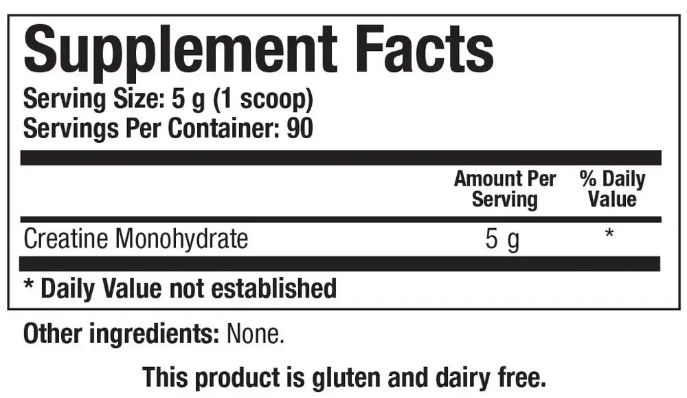 Product image for Creatine, Unflavored, 5g per Serving.