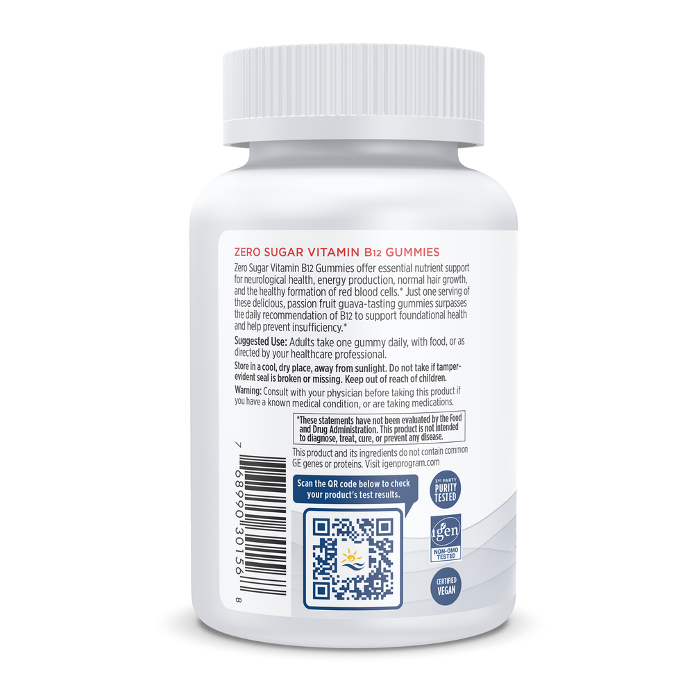 Product image for Zero Sugar Vitamin B12 Gummies, Passion Fruit Flavored.