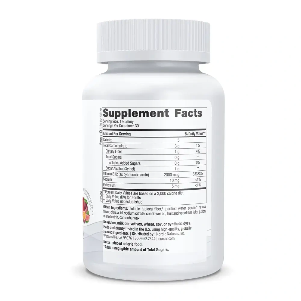 Product image for Zero Sugar Vitamin B12 Gummies, Passion Fruit Flavored.
