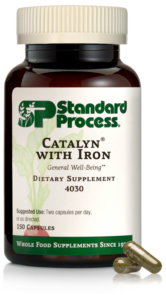 Standard Process Catalyn with Iron supplement bottle — whole food multivitamin with added whole food iron