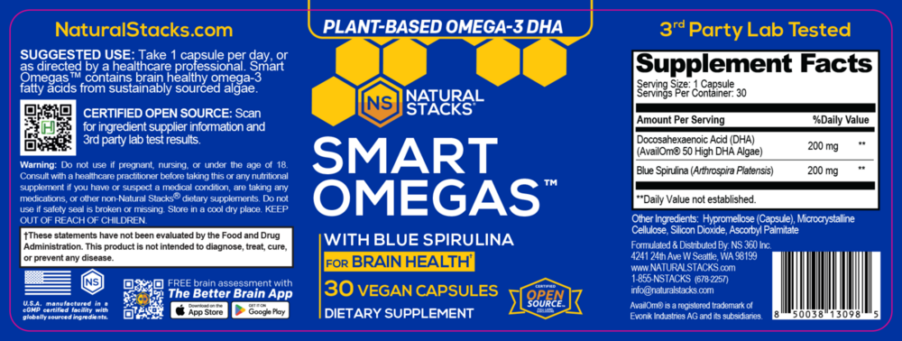 Product image for SMART OMEGAS with Blue Spirulina.