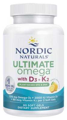 Ultimate Omega with D3 + K2, Plant-Based EPA & DHA, Lemon Flavor