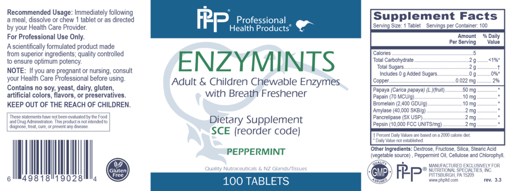 Product image for Enzymints Chewable Tablets - Peppermint.