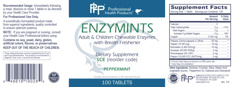 Product image for Enzymints Chewable Tablets - Peppermint.