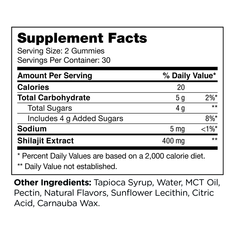 Product image for Shilajit Gummies, Rasberry Flavored.