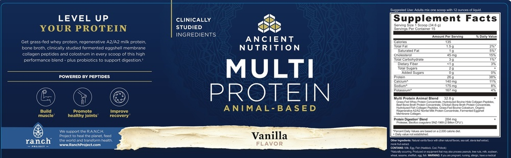 Product image for Multi Protein Vanilla Animal-Based, Vanilla.