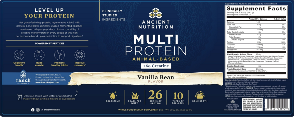 Product image for Multi Protein + Creatine, Vanilla Bean.