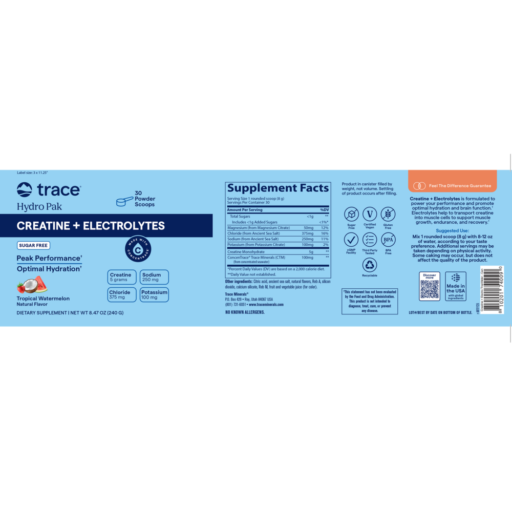 Product image for Hydro Pak Creatine + Electrolytes, Tropical Watermelon Flavor.