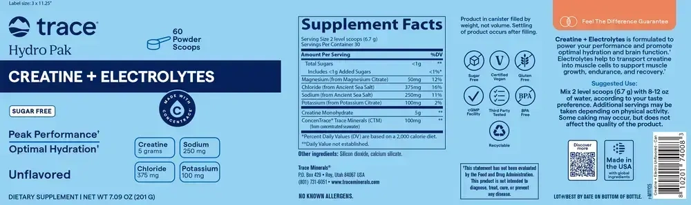 Product image for Hydro Pak Creatine + Electrolytes, Unflavored.