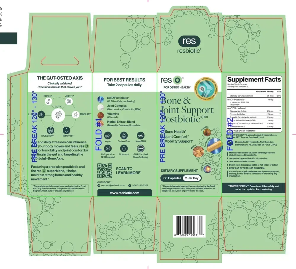 Product image for resO™ Bone &amp; Joint Support Postbiotic Capsules.