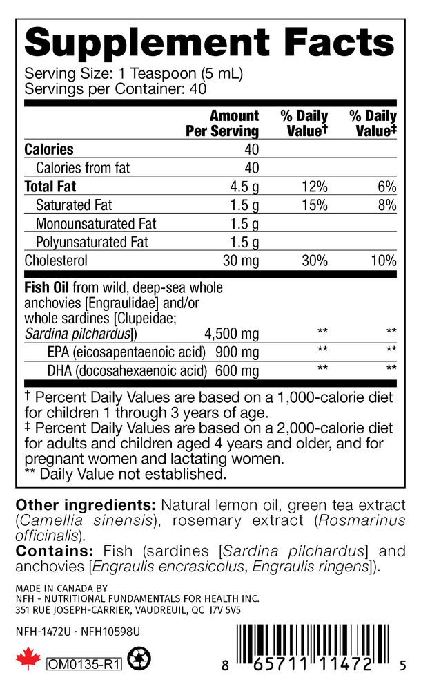 Product image for Trident SAP Liquid 90:60 (lemon flavor omega-3).