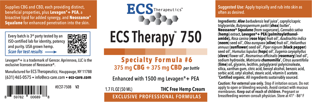 Product image for ECS Therapy® 750 CBD + CBG Cream.
