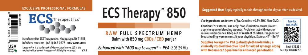 Product image for ECS Therapy™ 850 CBD + CBDa Balm.