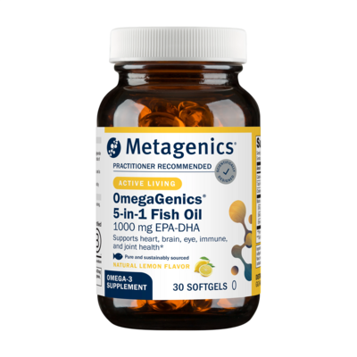 OmegaGenics® 5-in-1 Fish Oil, 1000mg EPA-DHA, Lemon Flavor Softgels 30 Softgels