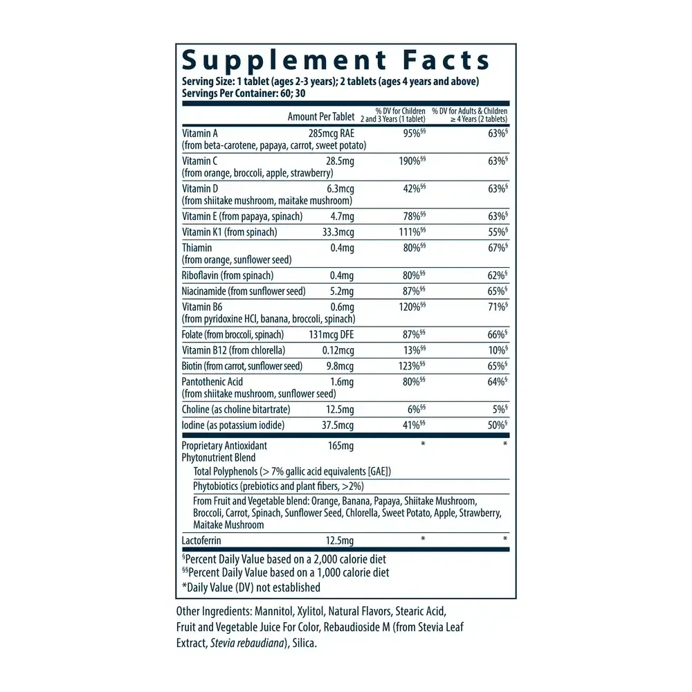 Product image for Kid's Mighty Multivitamin Without Iron, Meltable Tablets, Mixed Berry.