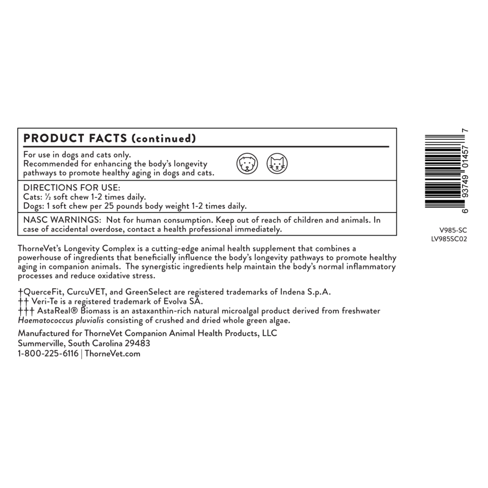 Product image for Longevity Complex for Dogs &amp; Cats.