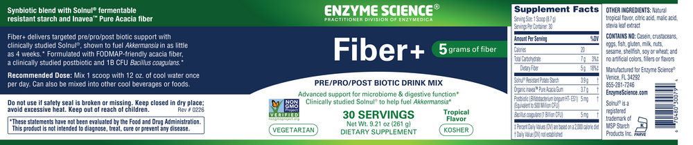Product image for Fiber+ Pre/Pro/Post Biotic Drink Mix, Tropical Flavor.