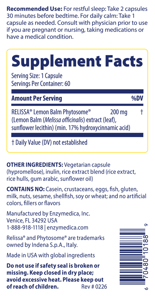 Product image for Sleep &amp; Stress (Phytosome Lemon Balm).
