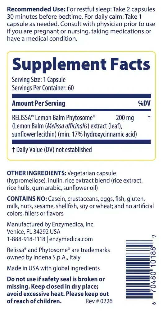 Product image for Sleep &amp; Stress (Phytosome Lemon Balm).