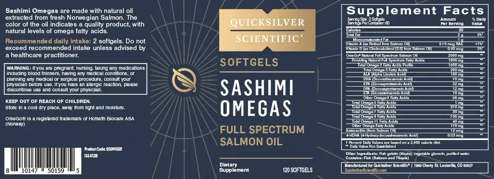 Product image for Sashimi Omegas Full Spectrum Salmon Oil.